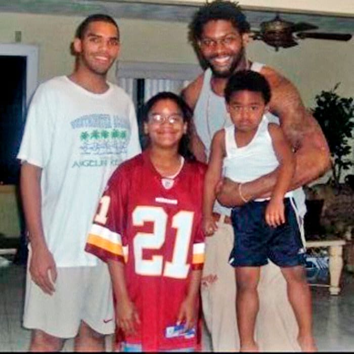 Off the field, Sean was happy to clutch onto Gabriel like he did one of his fumble return touchdowns.